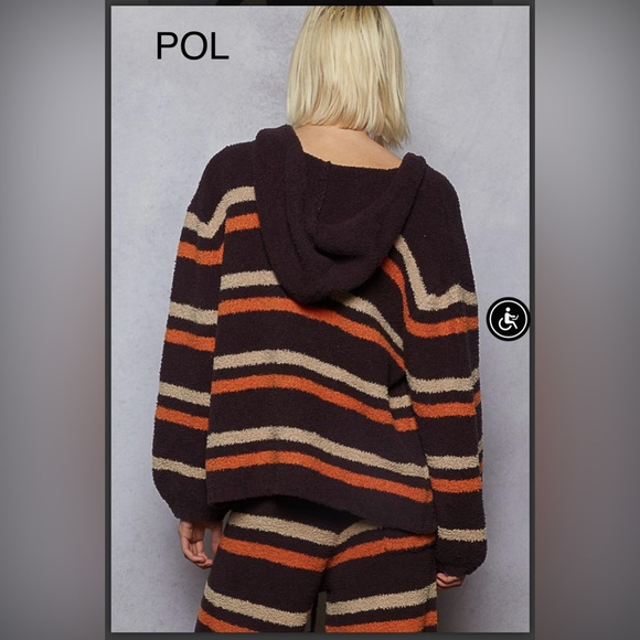 BP219-3⭐️POL in paradise brown + red Striped Hooded Jacket in softest fleece! - Picture 5 of 7